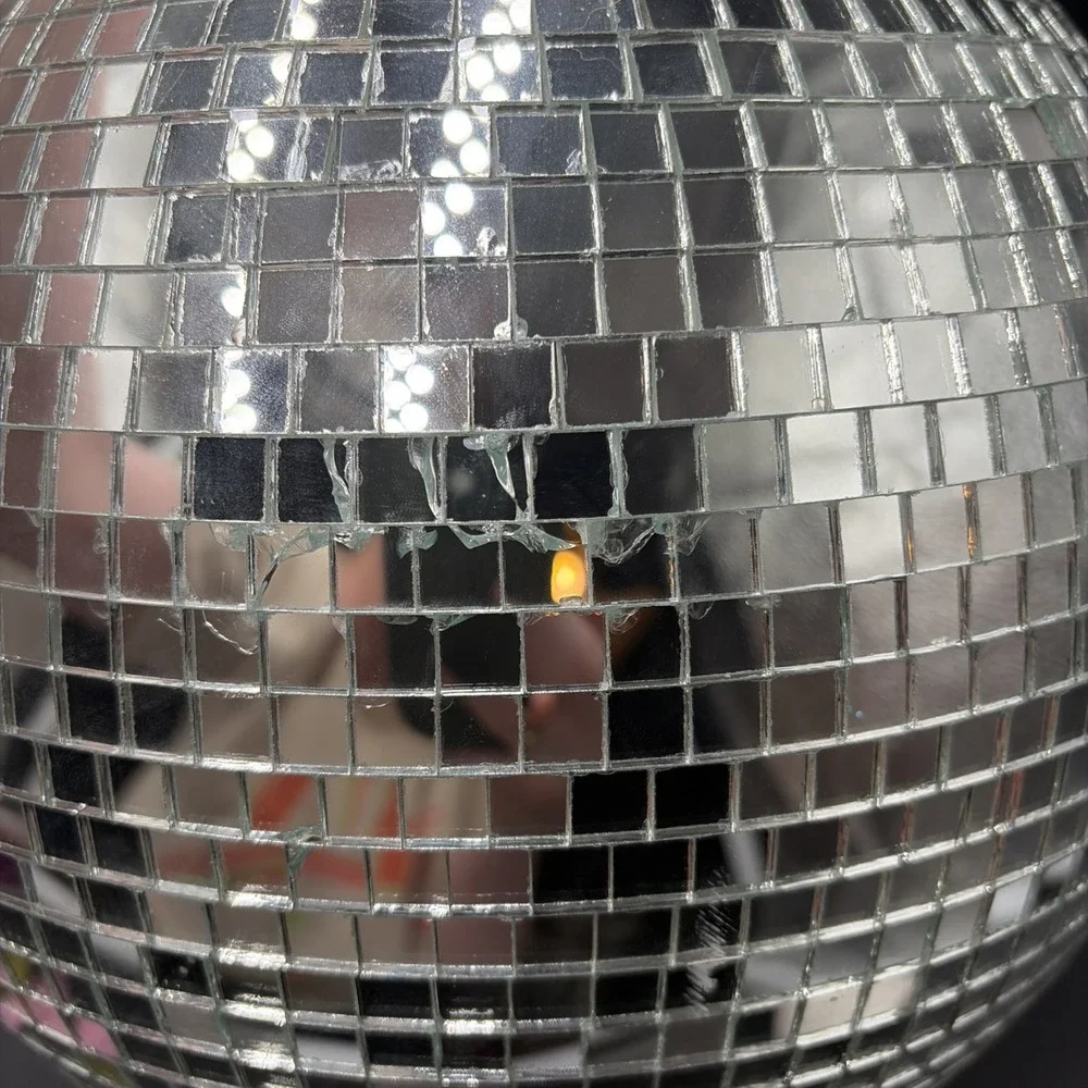 MIRROR DISCO BALL RARE 1970s 12’’ Diameter Glass - Likely Commercial HEAVY